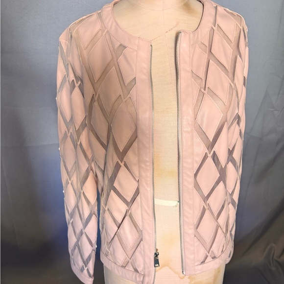 Elegant Pink Geometric Women's Jacket - Picture 4 of 7